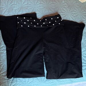 Edikted Black Pants fold over pants with polka dot waist band